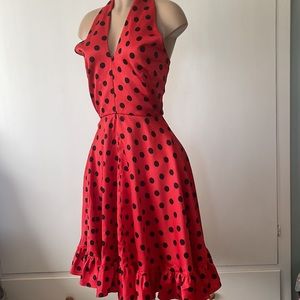 Gorgeous Polka Dot  red/black color w/ ruffle  womens DRESS size 10”